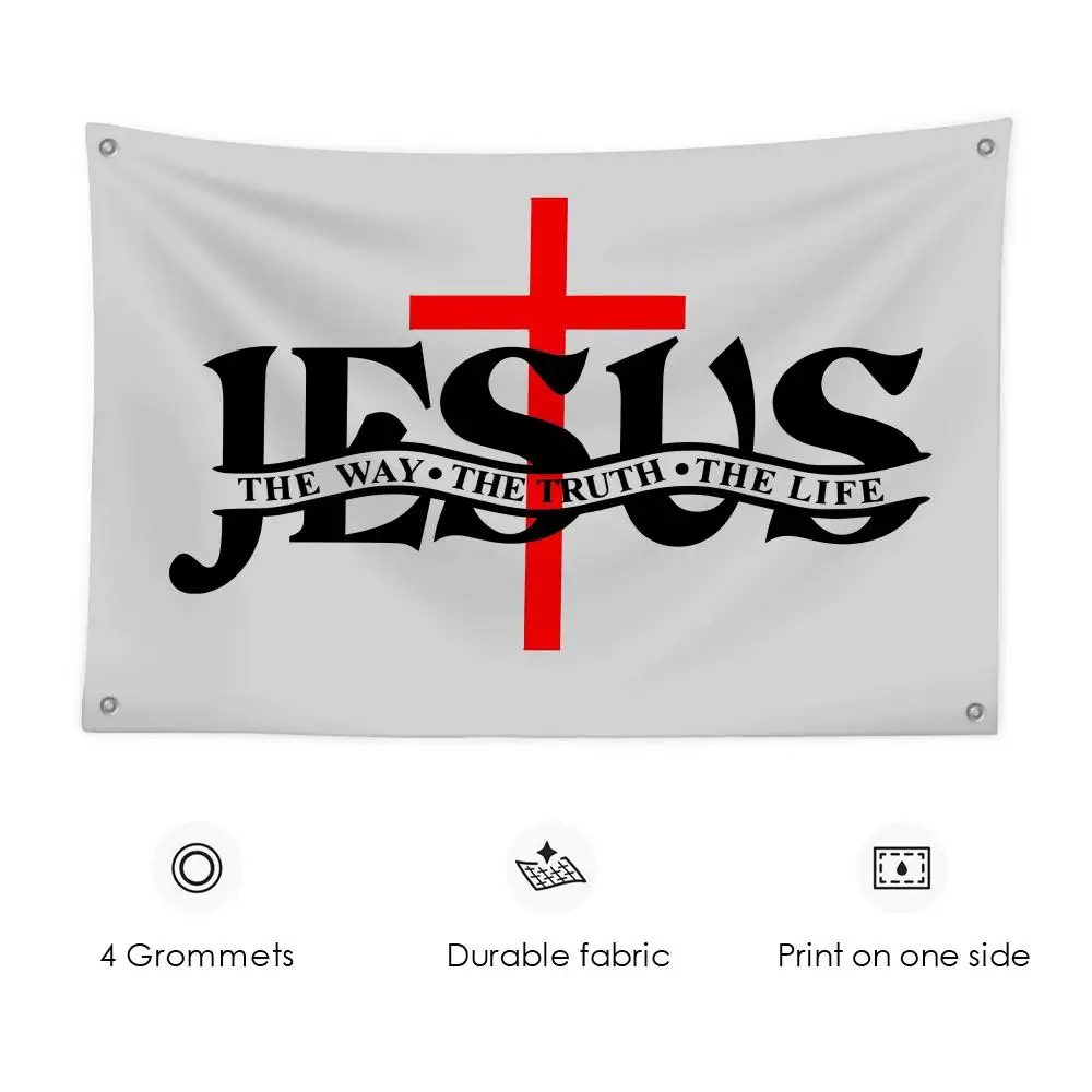 

Christian Jesus Way Truth Life Flags 3x5 Ft Custom Banner For Garage Door Room Decor Wall Out Decoration With Metal Buckle