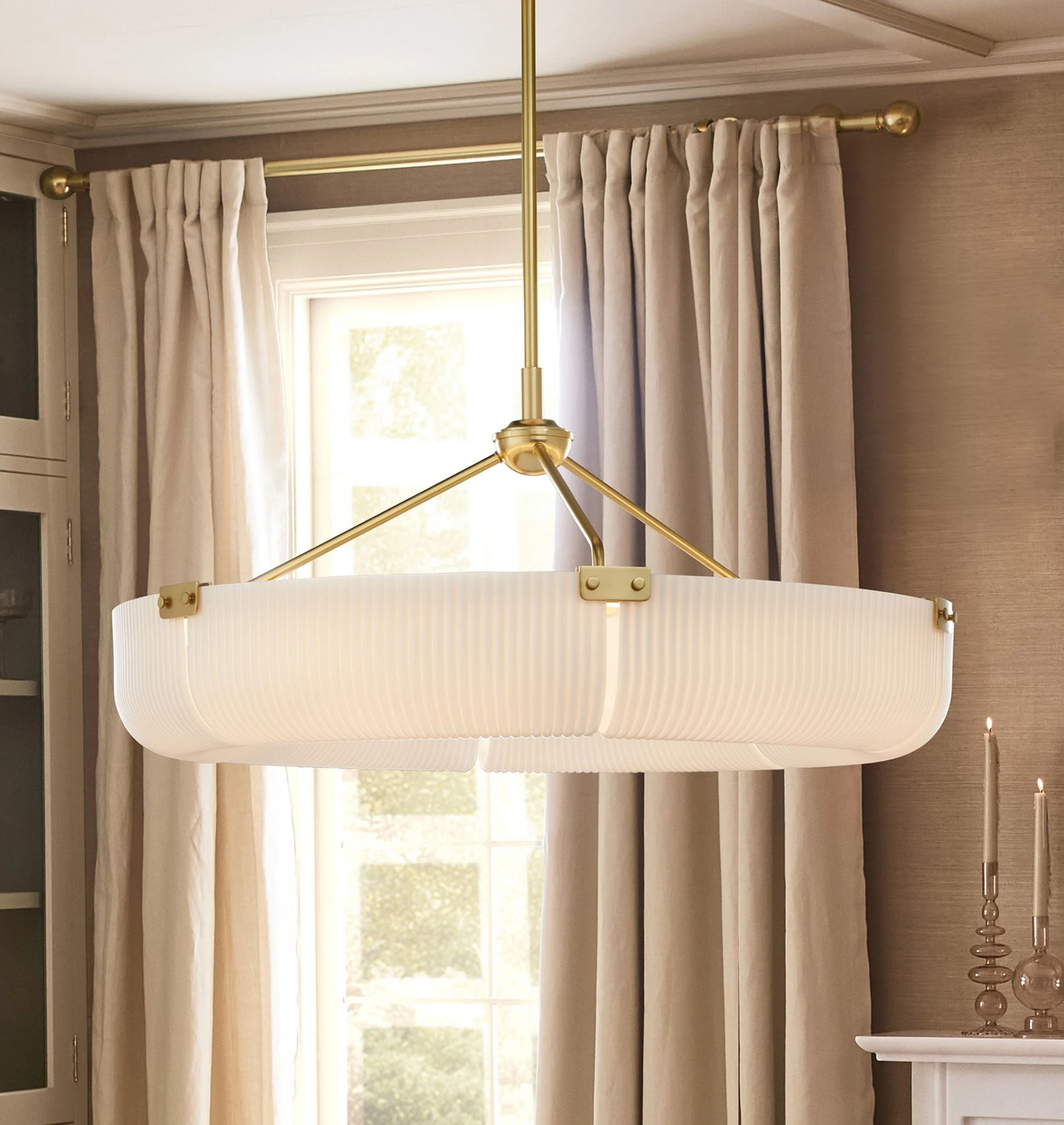 Luxury Gold Iron Chandelier Fluted Glass Ring Pendant Light 2026 Large Metal Frame Ceiling Luster for Dining Table Room