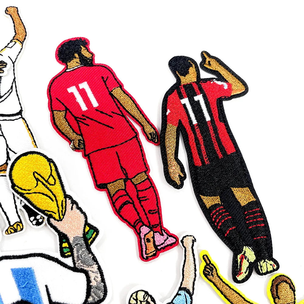 10pcs Football Players Ironing Patches Characters Football Embroidery Stickers Clothing Sportswear Hats Accessories DIY Badges