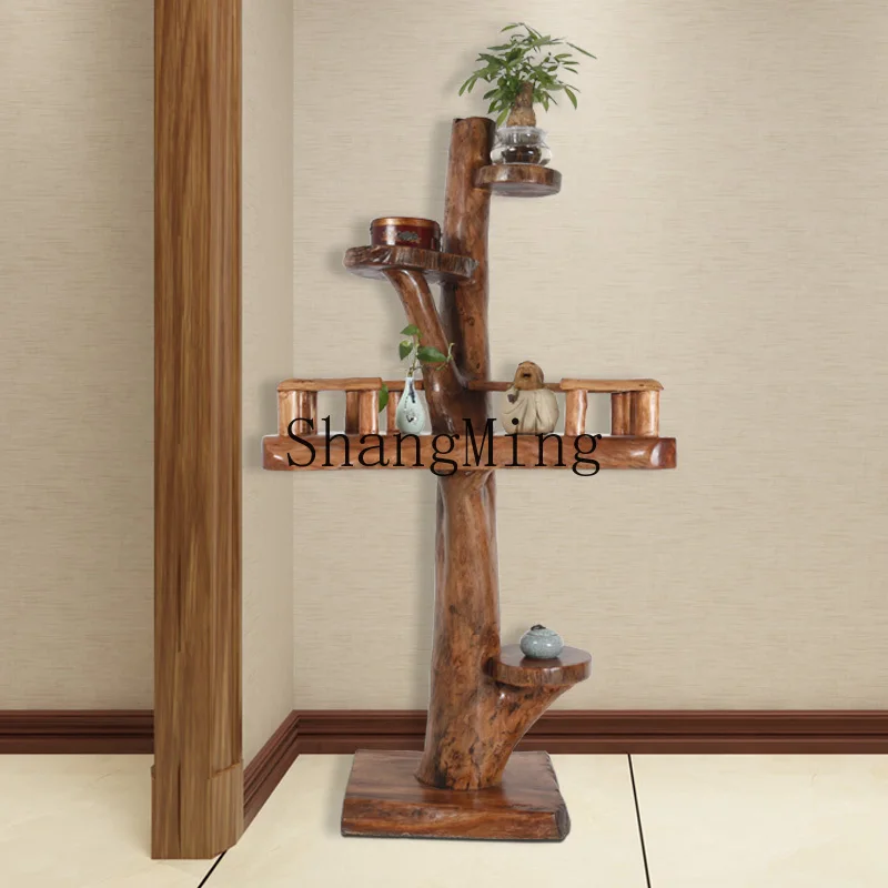 

SM log furniture multi-layer flower stand, all solid wood flower stand, modern fashion and simple floor-to-ceiling flower stand