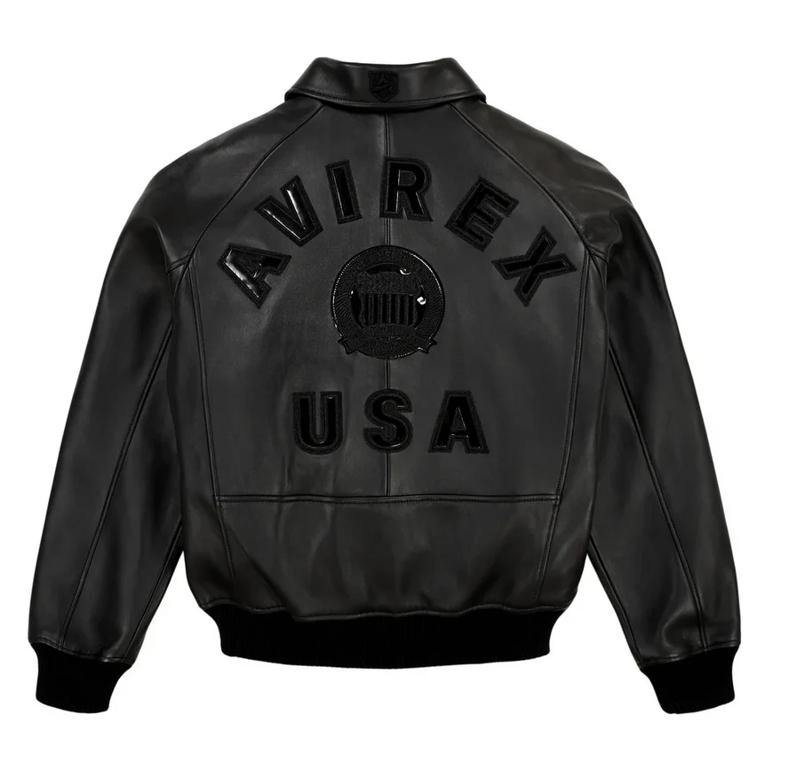 Avirex Fall New Listing Original Men\'s Casual Iconic Military Bomber Jacket US Size European Antique Sheepskin Coat Black Top