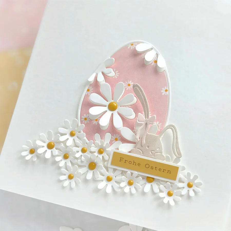 Osterei mit Gänseblümchen, Metall-Stanzformen für DIY-Scrapbooking, Kartenherstellung, Schablonen, Prägung, Basteldekoration