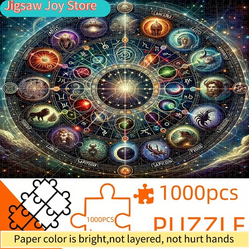 Constellation Zodiac Wheel Jigsaw Puzzle Adult Paper Puzzle Twelve Astrology Signs Star Sky Horoscope Art Picture Decompression