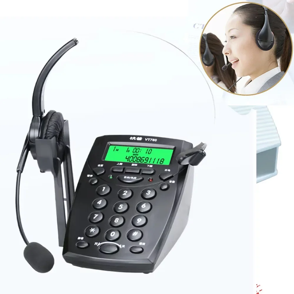 

Call Center Corded Phone with Headset Noise Canceling Microphone, Caller ID Receiver Speaker phone Home Office Landline Answer