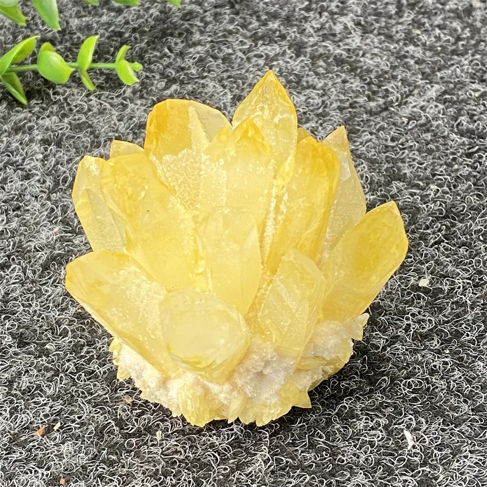 Natural Crystal Clusters Are Clear Green And Yellow Mineral Specimens. Reiki Stone Ornaments Treat Home Decoration And Geomantic
