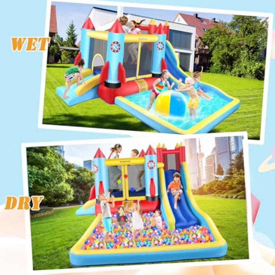Casa inflável do salto para a casa inflável exterior interna de 146x132x82 polegadas com grande área saltando da piscina 2 água sli