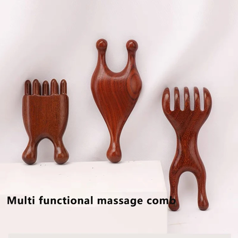 1pcs Wood Body Meridian Massage Comb Face Eye Shoulder Neck Comb Acupuncture Therapy Blood Circulation Guasha Massage Tool