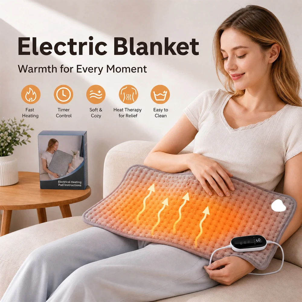 EU Electric Heating Blanket Multi‑Functional Warming Heated Blanket For Waist Shoulder Neck Protection Winter Warm Home Item