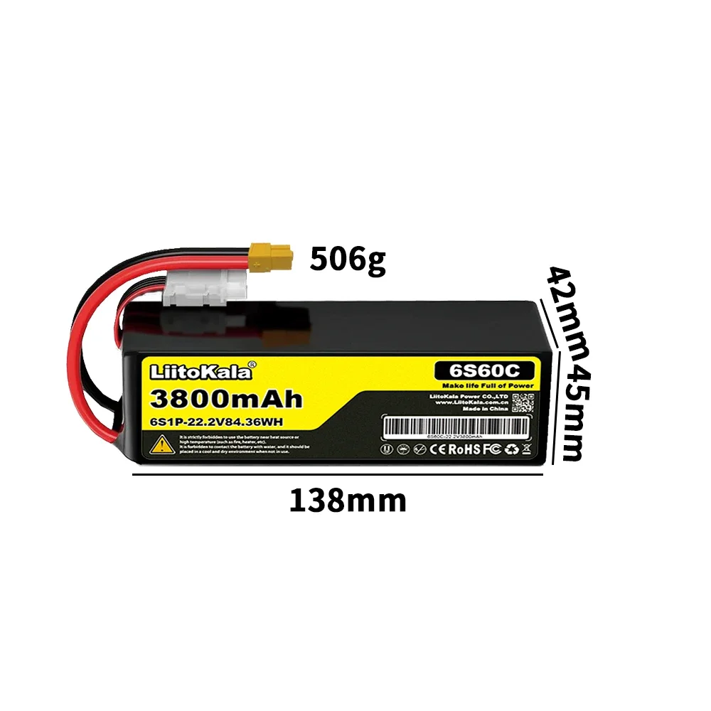 Liitokala Dron FPV para coche, helicóptero 22V 100C 80C 75C 60C 50C 30C 22AH 16AH 12AH 10AH 7800MAH 6000MAH 4200MAH