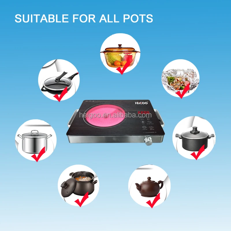 Smart Single Burner Cooktops 2200W Multi Function Small Electric Infrared Ceramic Cooker Stove for Home Kitchen Countertop Use