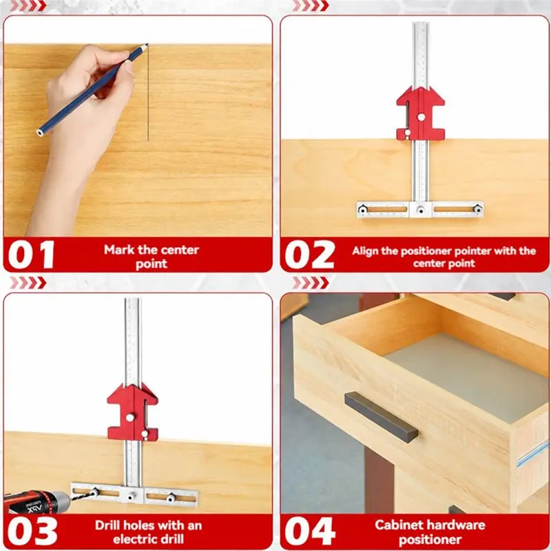 AC23-Adjustable Woodworking Handle Hole Locator Cabinet Pull Mounting