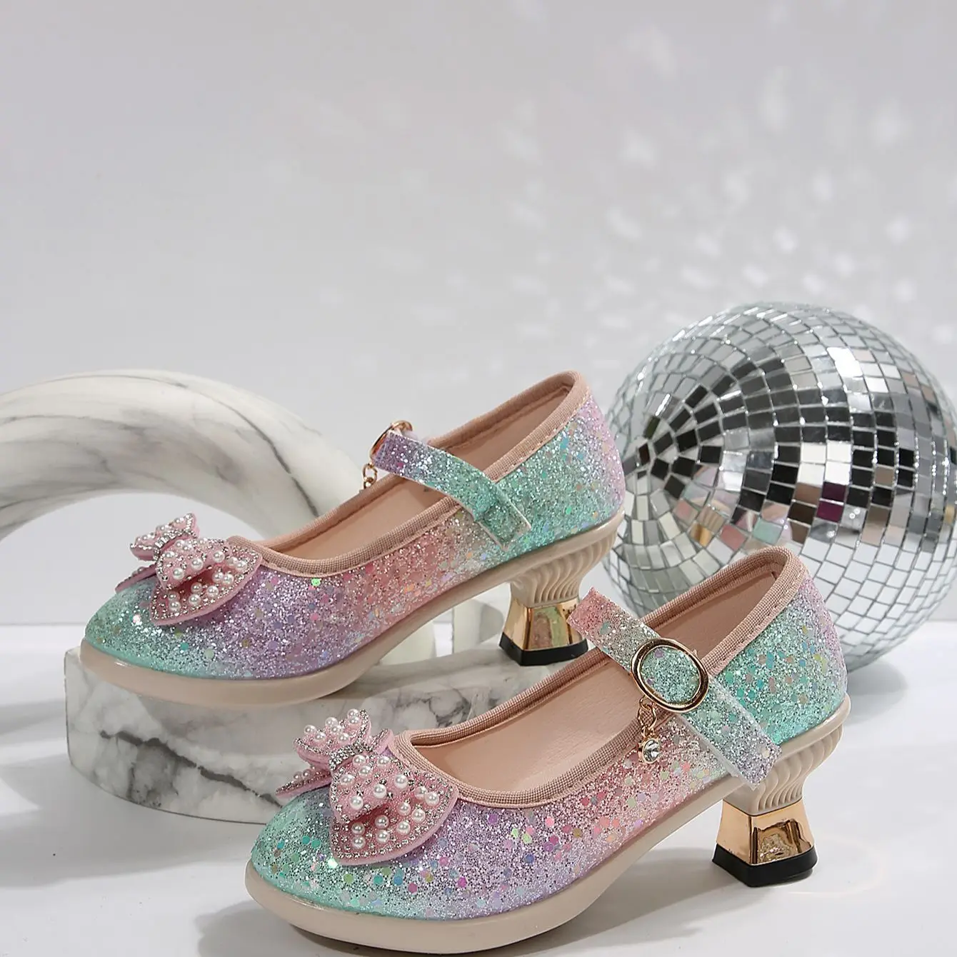 

Kids'Casual Shoes Fashion Colorful PU Leather Spring High Heels Shoes For Children Anti-slip Breathable Pink Shoes Size 27-36