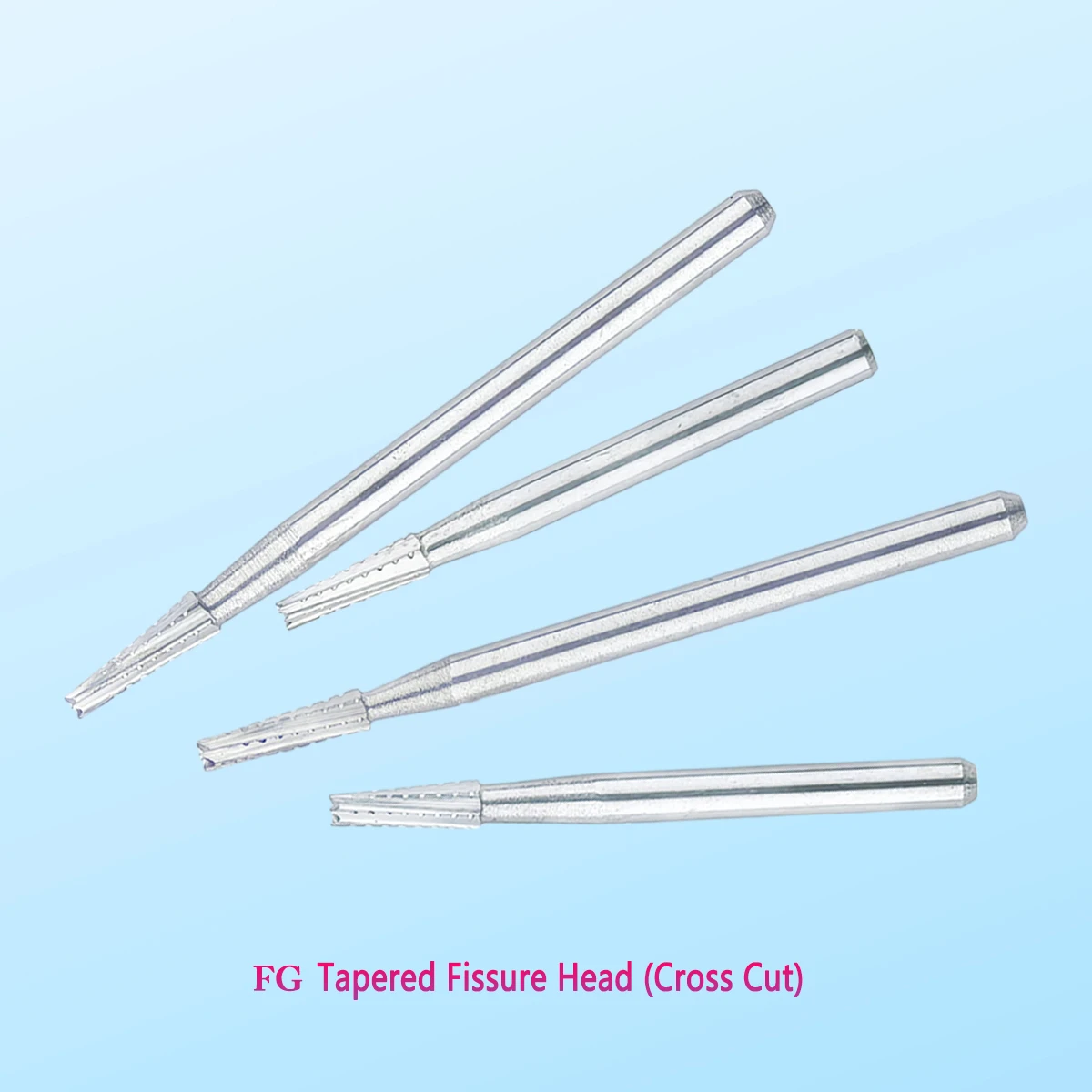 6Pcs/Box Dental Tungsten Carbide Bur Tapered Fissure Head Cross Cut Type FG Series Shank Diameter 1.6mm For High Speed Handpiece