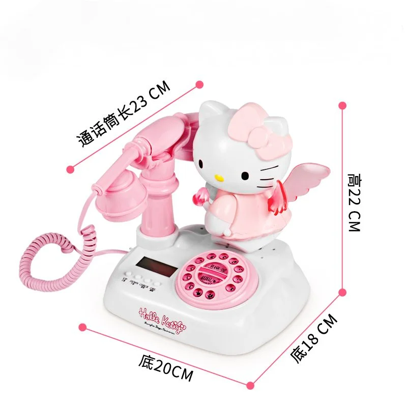 Sanrio Hello Kitty Anime Telephone Landline Office Home Wired Telephone Girls Kawaii Led Display Adjustable Volume