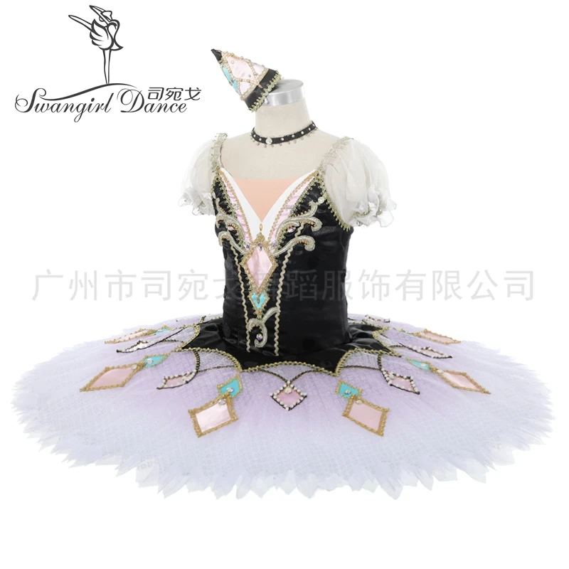 New Arrival Black Purple Harlequinade Professional Ballet Tutu Performance Stage Costumes BT2021