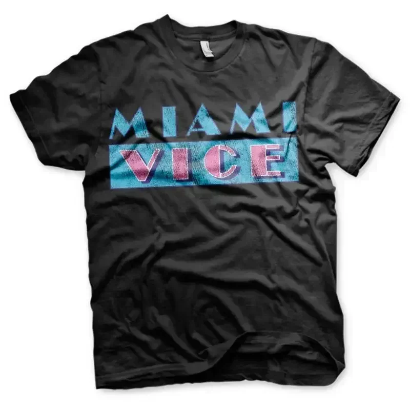Officially Licensed Miami Vice Distressed Logo 3XL 4XL 5XL Men s T Shirt