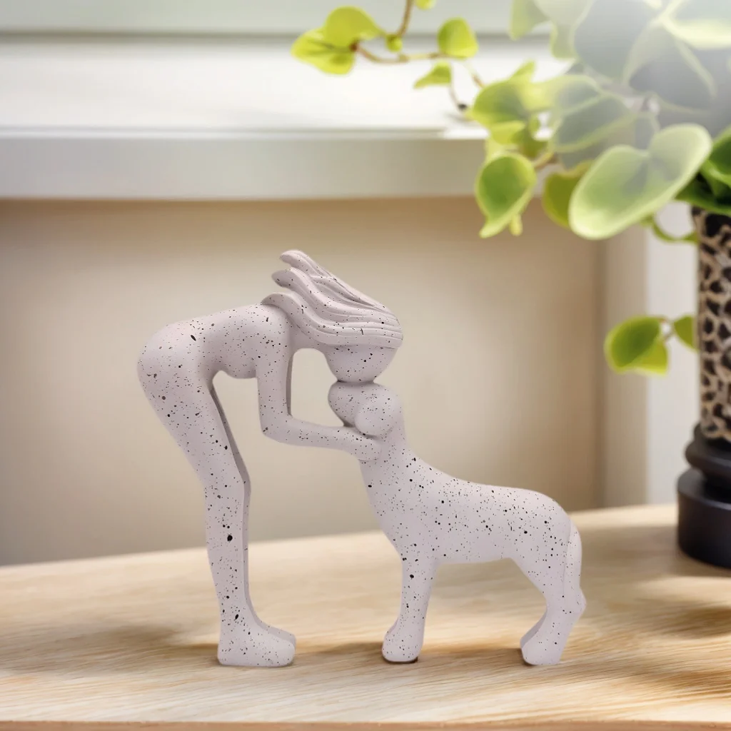 1 Stück Hundestatue zur Heimdekoration, Geschenk für Hundeliebhaber, Statue von einem Mädchen, das einen Hund umarmt, geeignet für Heim- und Außendekoration, Gedenkstatue eines umarmenden Hundes, beste Wahl für Weihnac – Detail 6