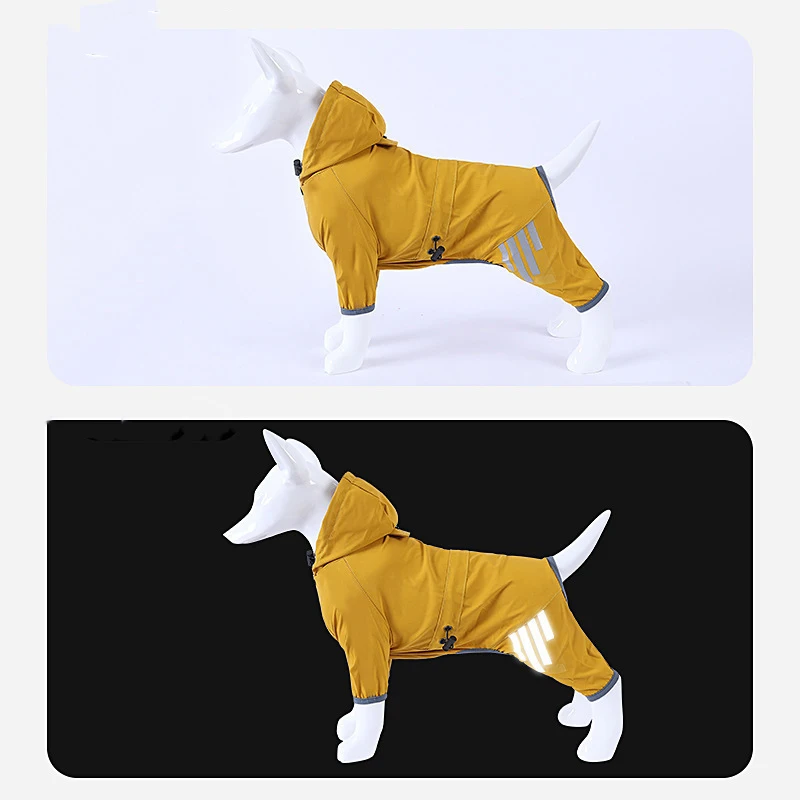 Dog raincoat hoodie hooded warm and windproof small and medium-sized dog raincoat pet submachine jacket four leg suit