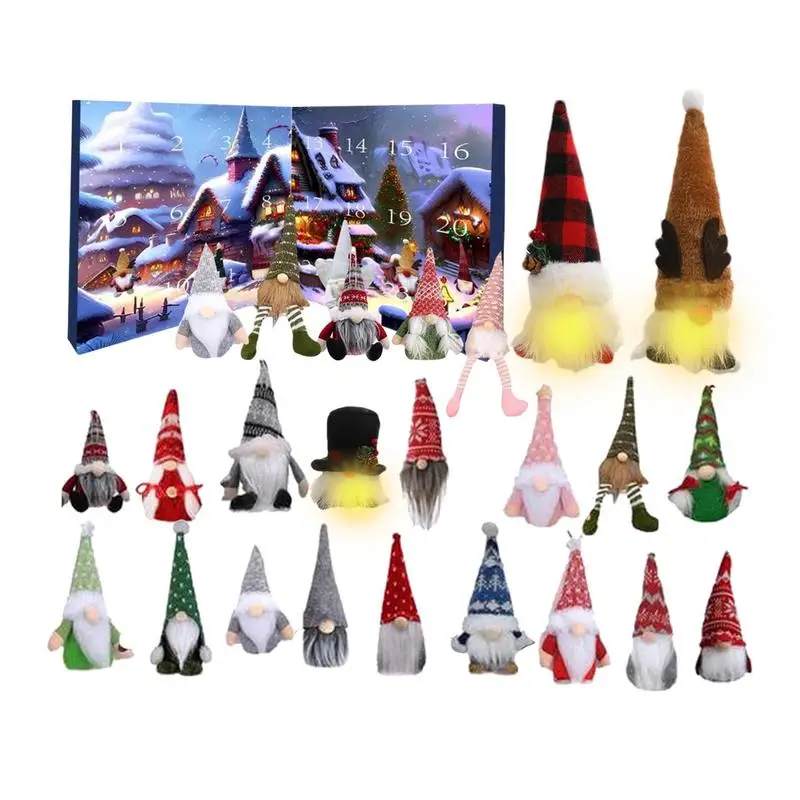 

3 Glowing Gnome 21 Gnomes christmas decorations 2024 Countdown Calendar Xmas Dwarf Elves Figurine Ornament Plush Doll Toy Gifts