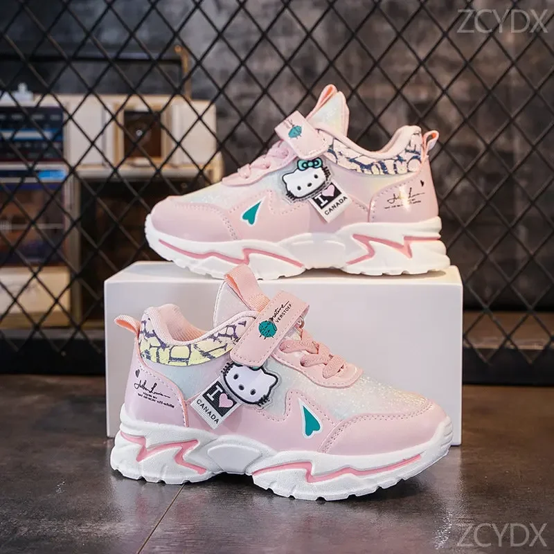 Sanrio Hello Kitty Girls Cartoon Sneakers Kawaii Anime scarpe sportive per bambini scarpe da corsa Casual traspiranti regalo confortevole