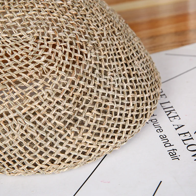 Middle-aged and elderly seaweed hollow progressive hat ingenuity handmade grass all over the sun hat outdoor styling bag hair he