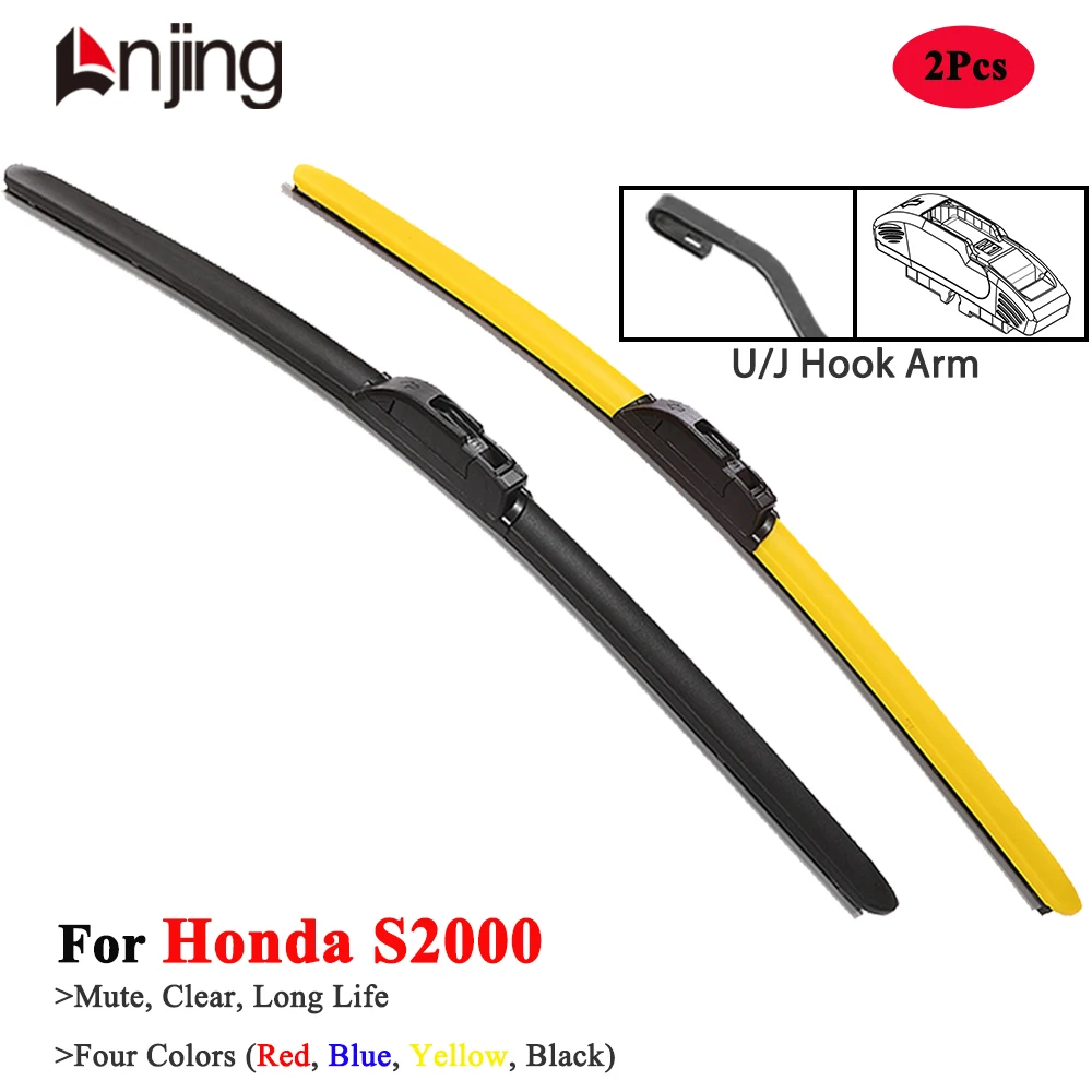 

LNJING Colorful Hybrid Wiper Blades For Honda S2000 AP1 AP2 CR Roadster 1999 2000 2003 2004 2006 2009 2010 2012Car Accessories