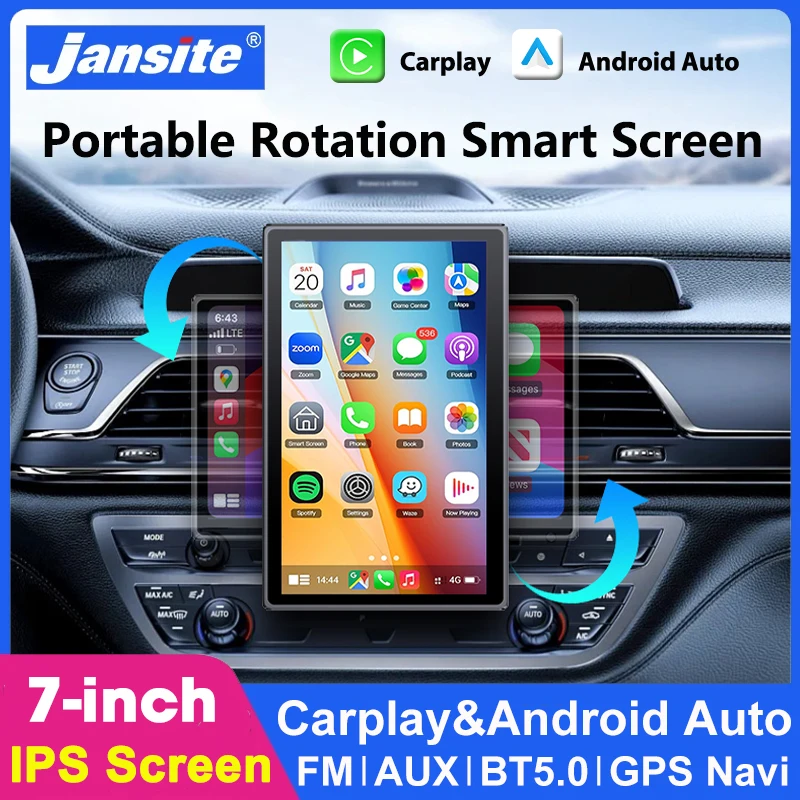 

Портативный 7-дюймовый автомобильный интеллектуальный экран, беспроводной Carplay Android Auto IPS сенсорный экран, автомобильная стереосистема, GPS-навигация, двойной Bluetooth