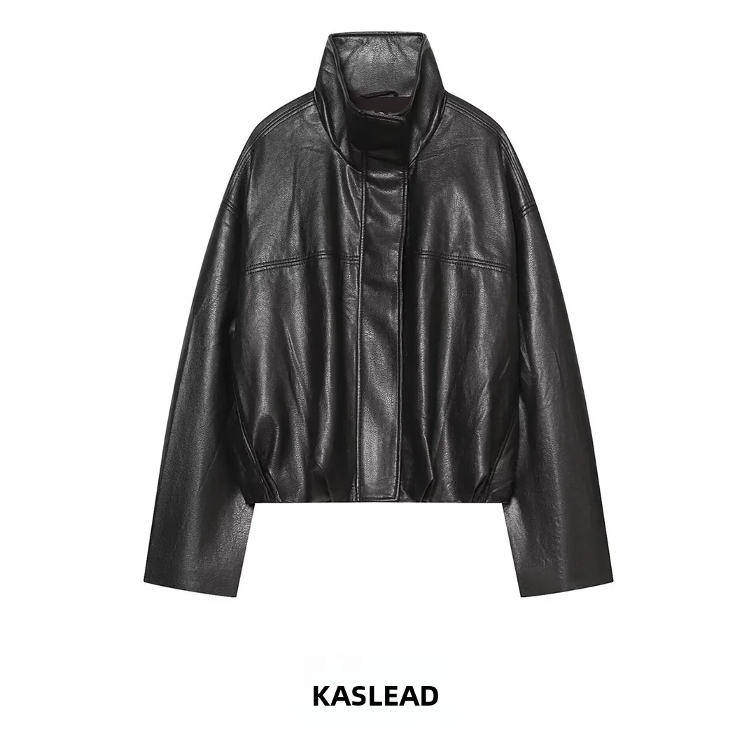 KASLEAD New Women's Fashion Bubble Hem Oversized Coat Long Sleeve Short Length Zipper Closure Polyester Fiber 100% Autumn 2026