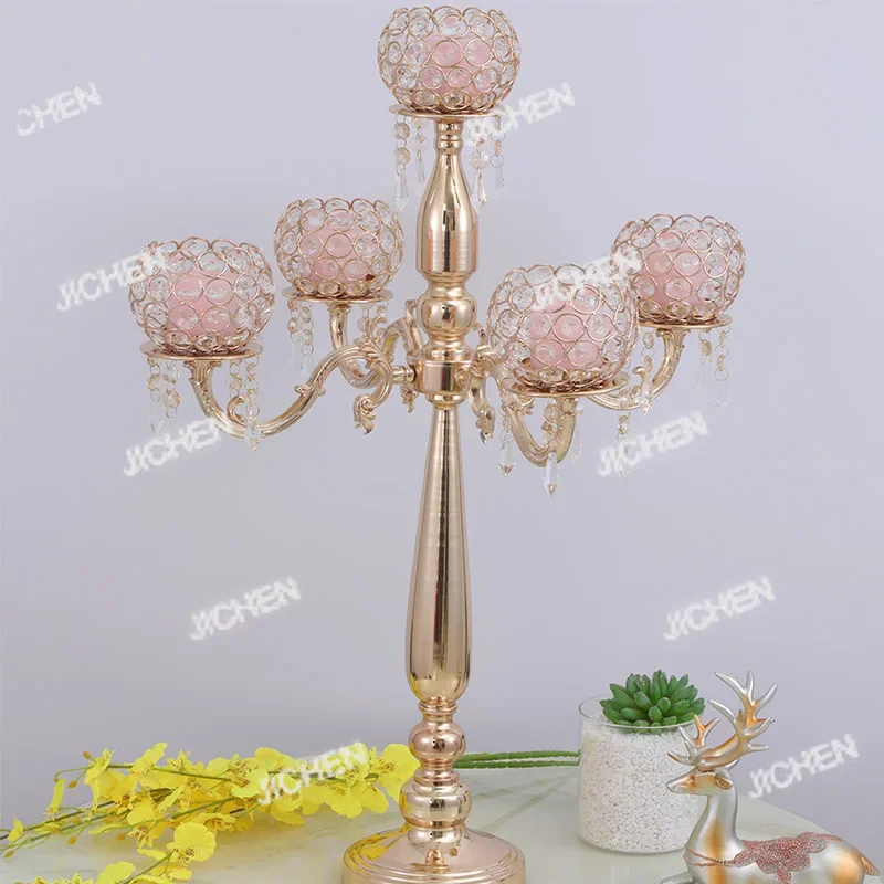 

European Wrought Iron Five-headed Crystal Candle Holder Home Decoration Living Room Wedding Props Candle Holder