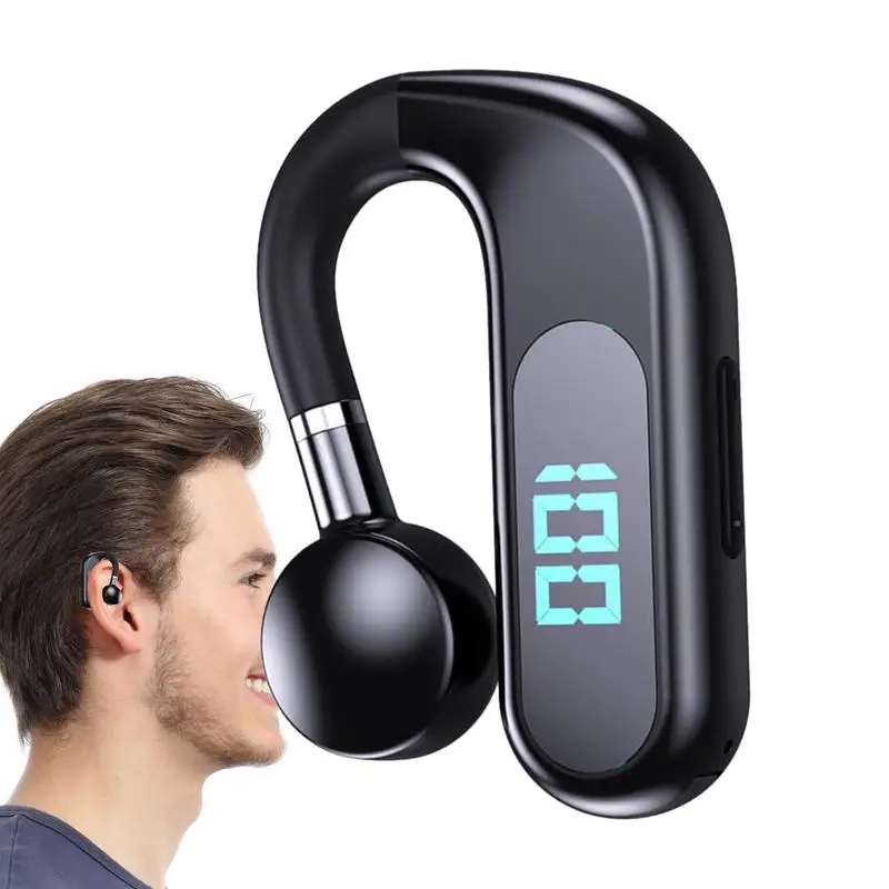 Microphone Headphones Open Ear Wireless Headphones With Microphone Black Earphones With 48 Hours Playtime Type-C Fast Charging