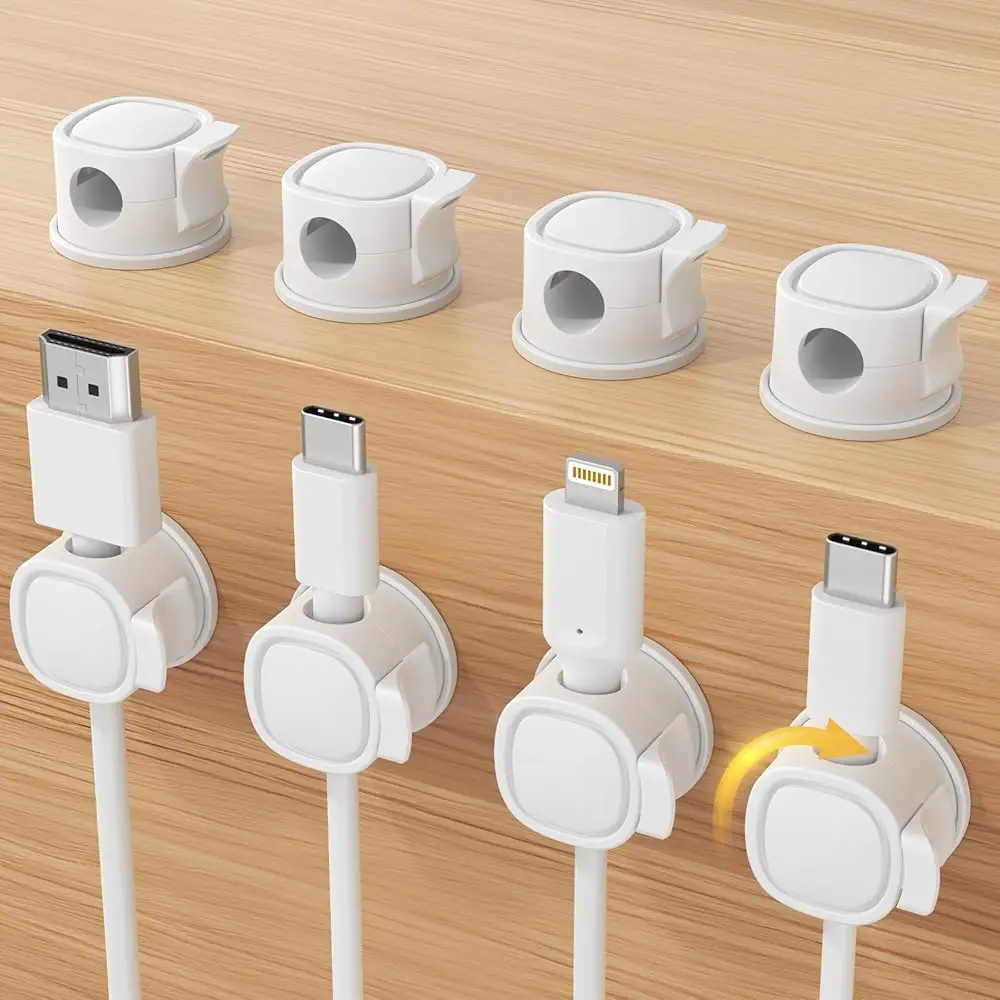 

Набор из 8 вращающихся органайзеров для кабелей, пружинные зажимы для проводов с фиксатором, органайзер для кабелей на клейкой основе без следов, держатель для проводов для дома/офиса