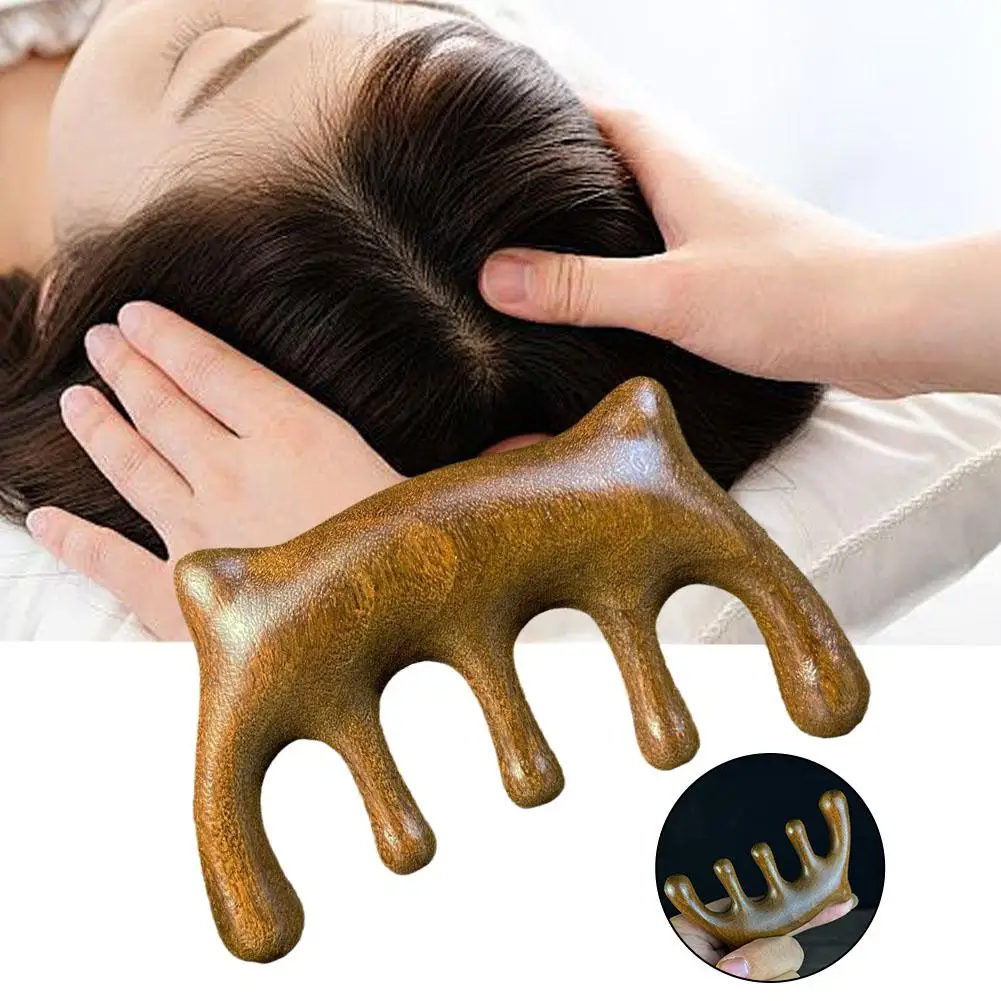 Cat Shaped Comb Wood Comb Head Massager Comb Scalp Caring Massage Acupoint Tool Comb Z1I0