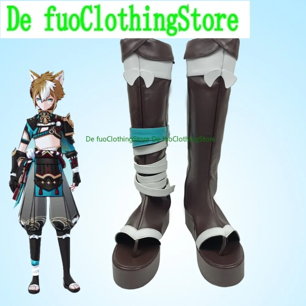 أحذية Genshin Impact Gorou التأثيرية ذات طابع شخصي، ألعاب الرسوم المتحركة، أزياء الهالوين، أحذية الدعائم للحفلات، ملابس Defu