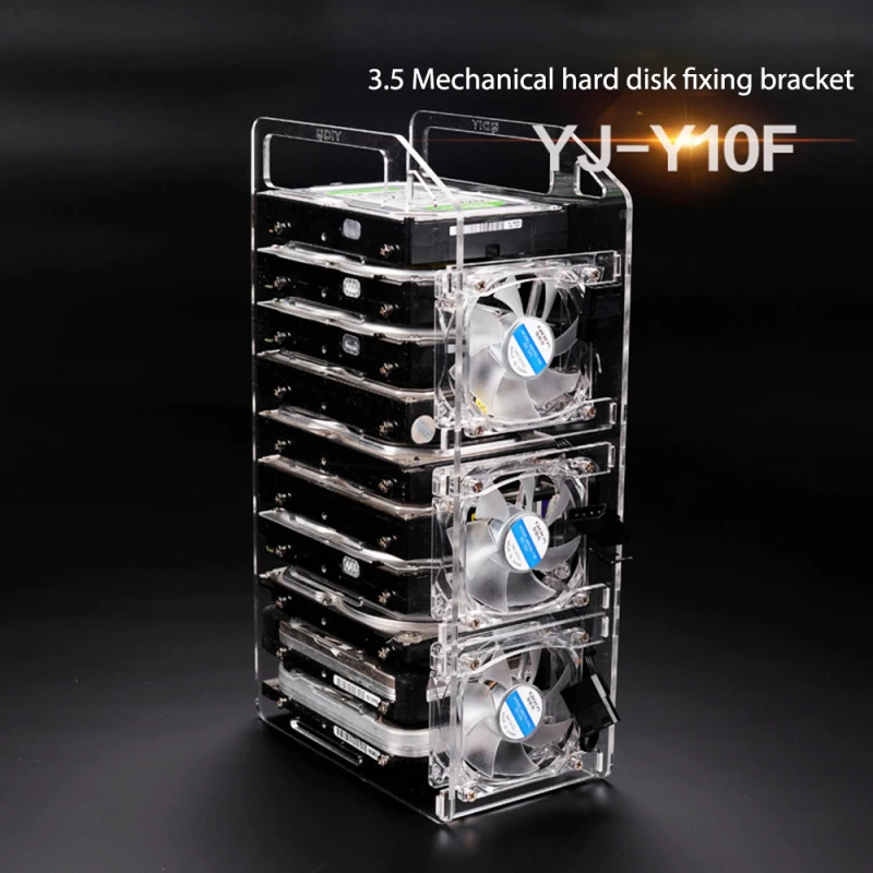 DIY Acrylic Hard Disk Shelf Transparent 3.5inch HDD Enclosure For 4/6/10 Hard Disk Expansion Card For CHIA Mining Miner Rig