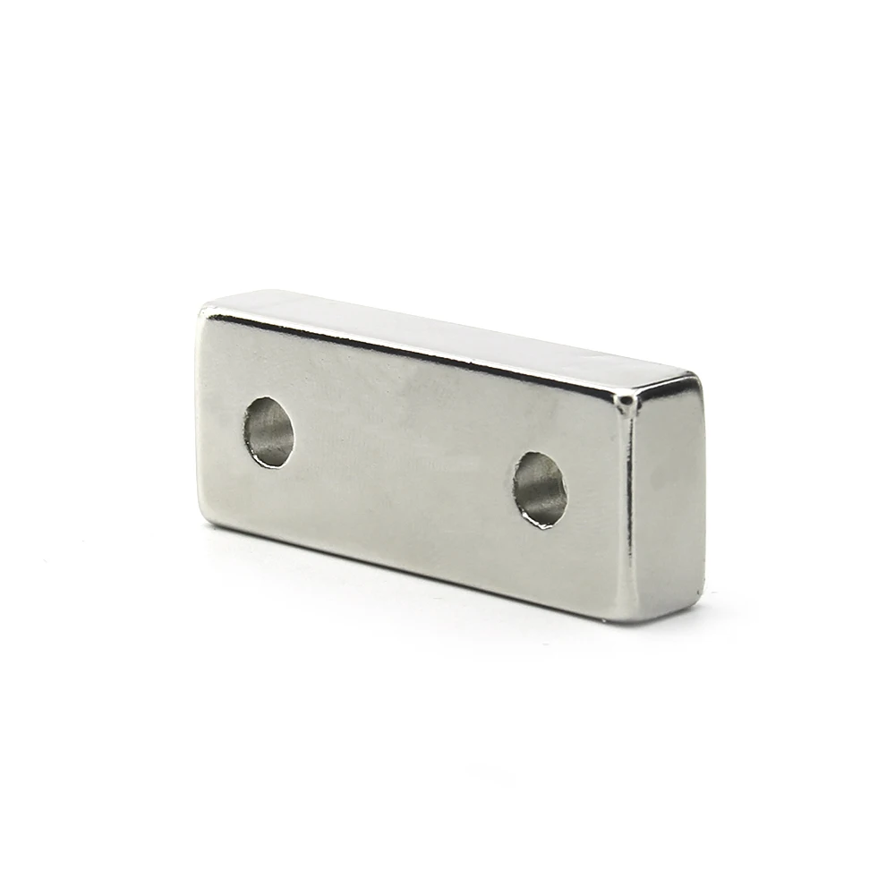 5pcs 50x20x10mm hole:6mm double hole Block NdFeB Neodymium Magnet N35 50x20x10-6 mm Super Powerful Permanent Magnetic