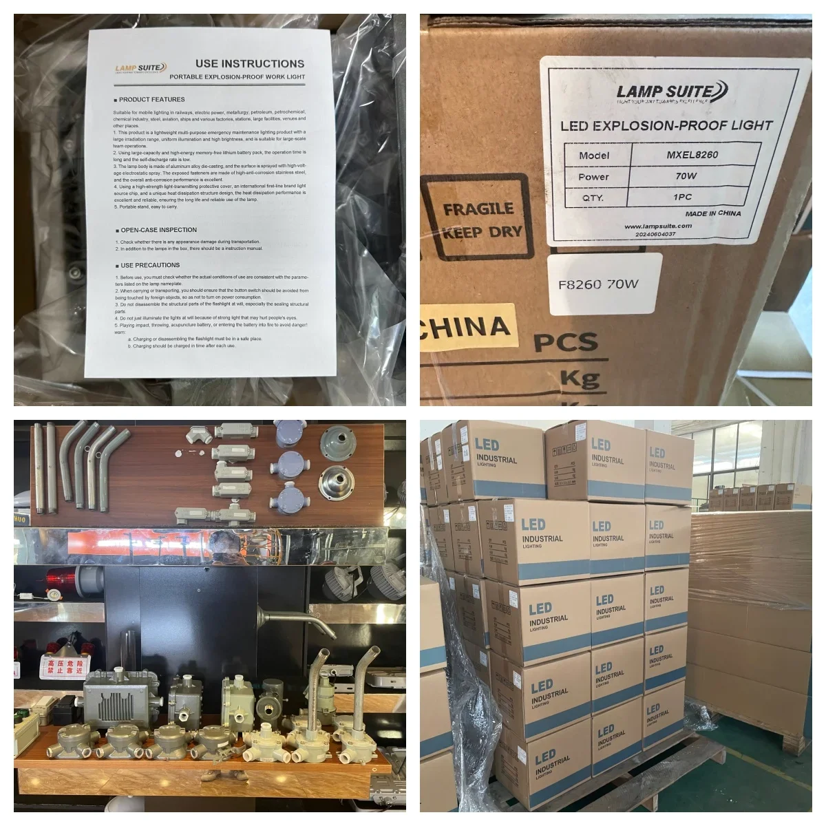 YYHCATEX IP66 IK10 WF2 100W 200W 300W Customizable LED Explosion Proof Flood Emergency Light Zone 1 Zone 2 Ceiling Mounted