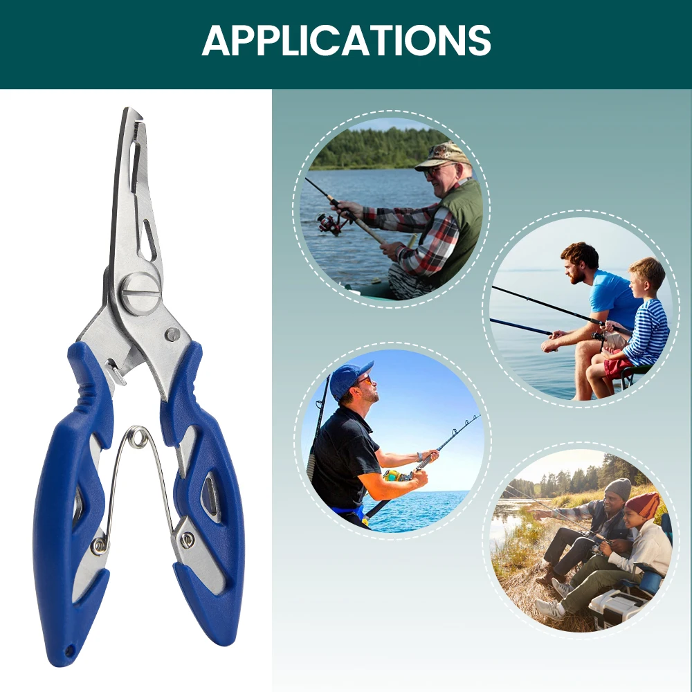 Multifunction Fishing Pliers Scissor Braid Line Cutters Split Ring Pliers Fishing Tools With Lanyard Winter Tackle Pliers