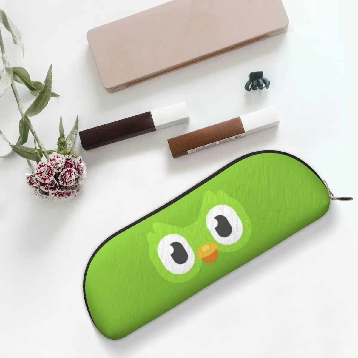 Duolingo البومة الثنائي مقلمة حامل قلم تخزين لوازم مكتبية سعة كبيرة صندوق القلم حقيبة أقلام رصاص لهدايا الأطفال