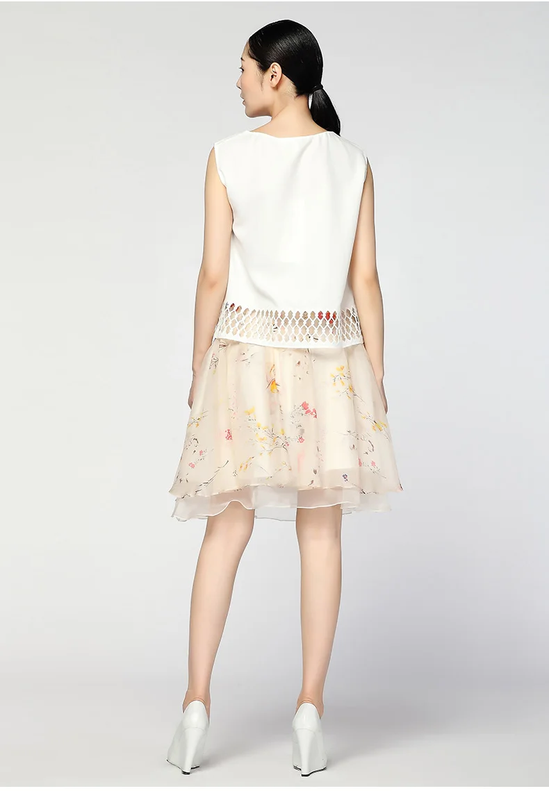 Ele シンプルなラウンドネック刺繍入り透かし彫りベスト KXE436 ファッショナブルな女性用サマーポリエステル繊維ベスト