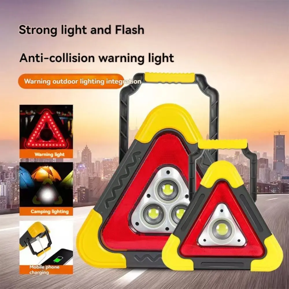 

2-IN-1 Roadside Warning Light 4 Modes Solar Breakdown Alarm Lamp with Handle High Brightness Triangle Warning Sign Outdoor