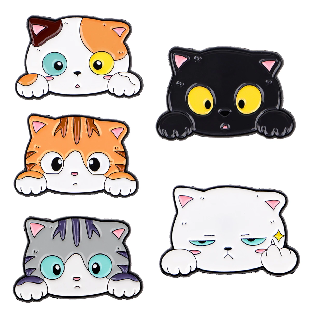 سعيد الحيوانات الأليفة القطط لطيف المينا دبوس الكرتون الحيوانات دبابيس امرأة الرجال على ظهره اكسسوارات أكياس شارة التلبيب مجوهرات هدية للأطفال