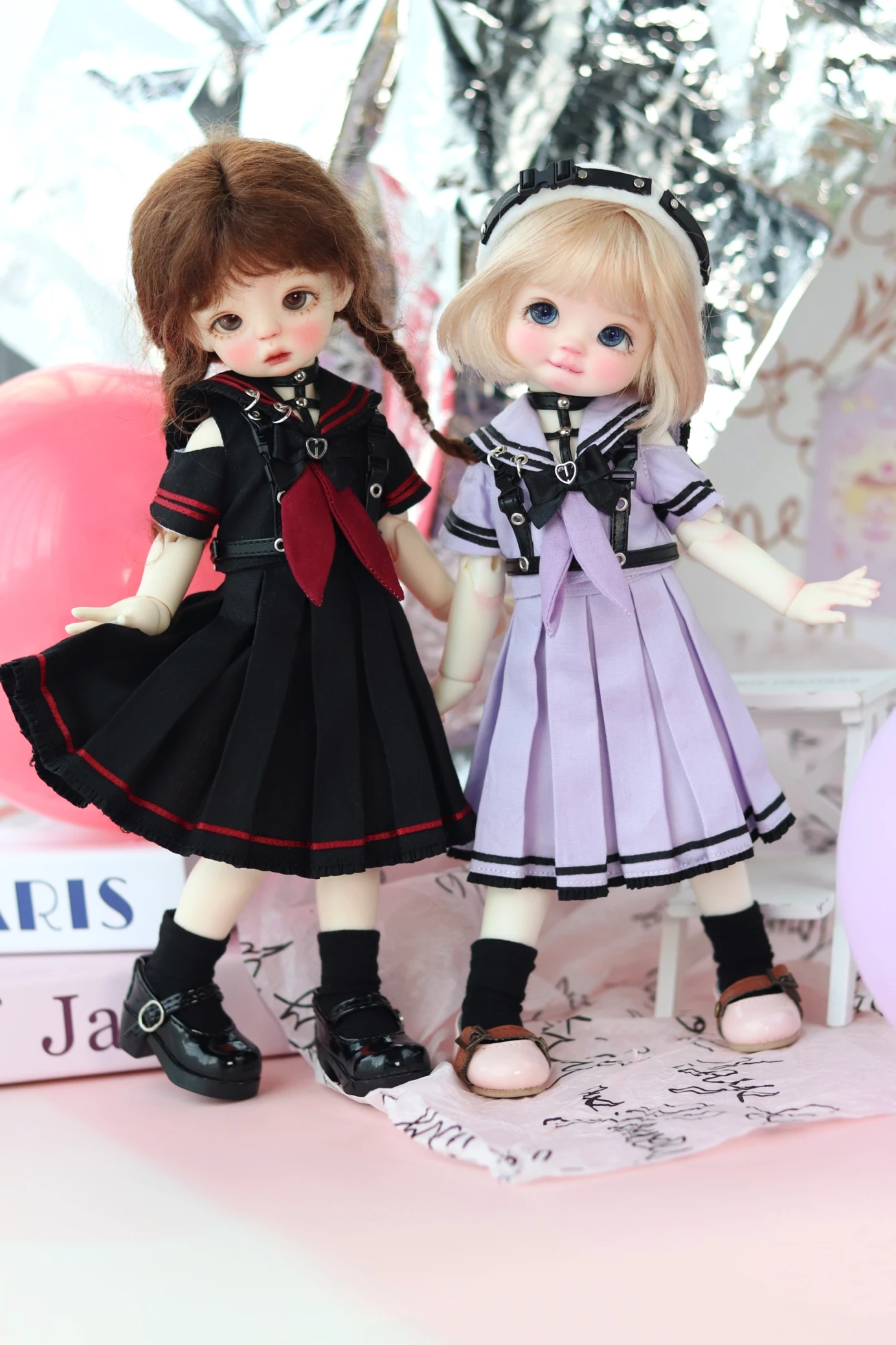 BJD doll clothes suitable for 1/6 size cute doll clothes black and purple set doll accessories (4 points)