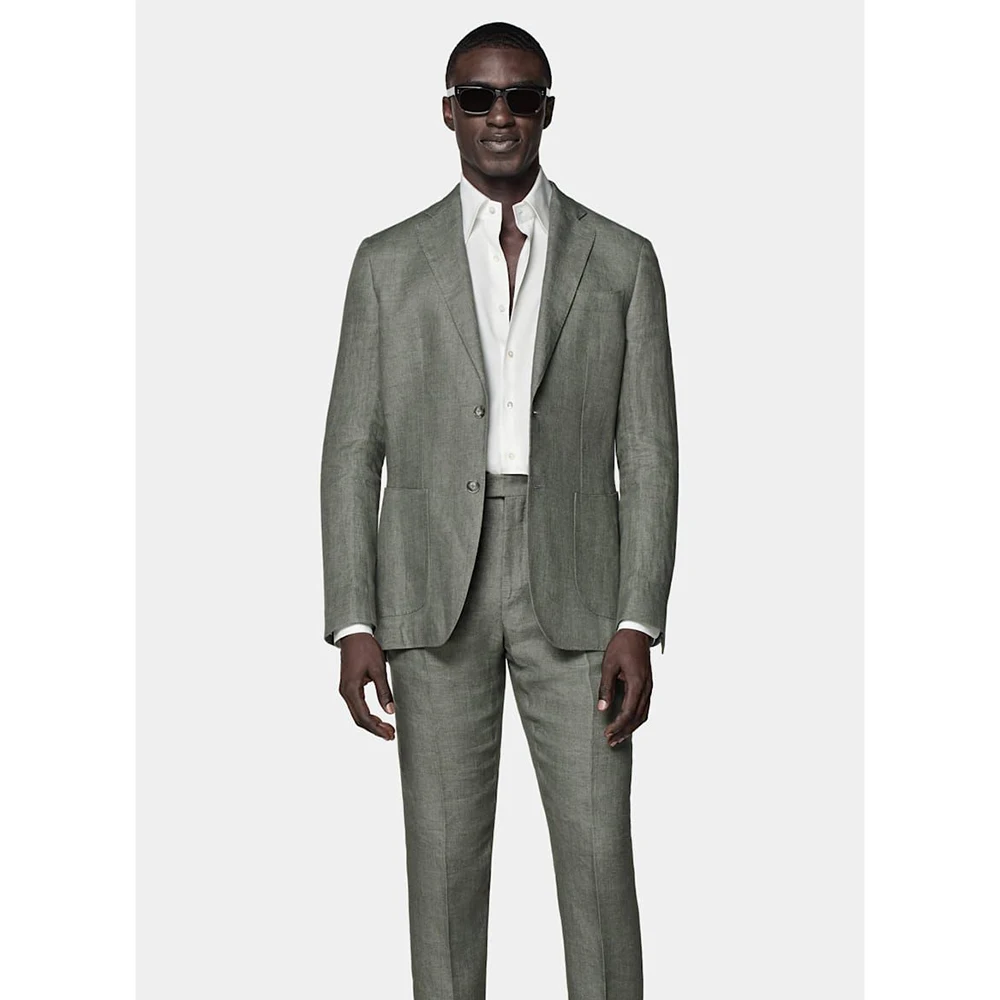 

Casual Light Gray Men's Notch Lapel Suit 2 Piece Set Single-Breasted Slim Fit Office Buisness Male Outfits(Jacket&Pants)