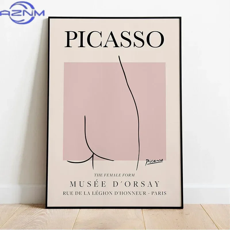 AZNM 1pc Picasso Artwork, Vintage Line Canvas Art Poster, Minimalist Line Drawing, Animal print,Home Wall Decor or Gift Print