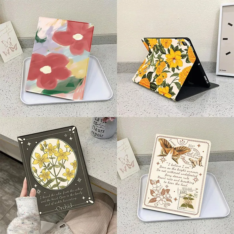 

Смарт-чехол Butterflies Flowers с держателем для ручки для Ipad Air 5, Ipad Mini 6, чехол для Ipad Air Case Pro 11, 2-й 3-й 4-й 2018, 9,7 5/6