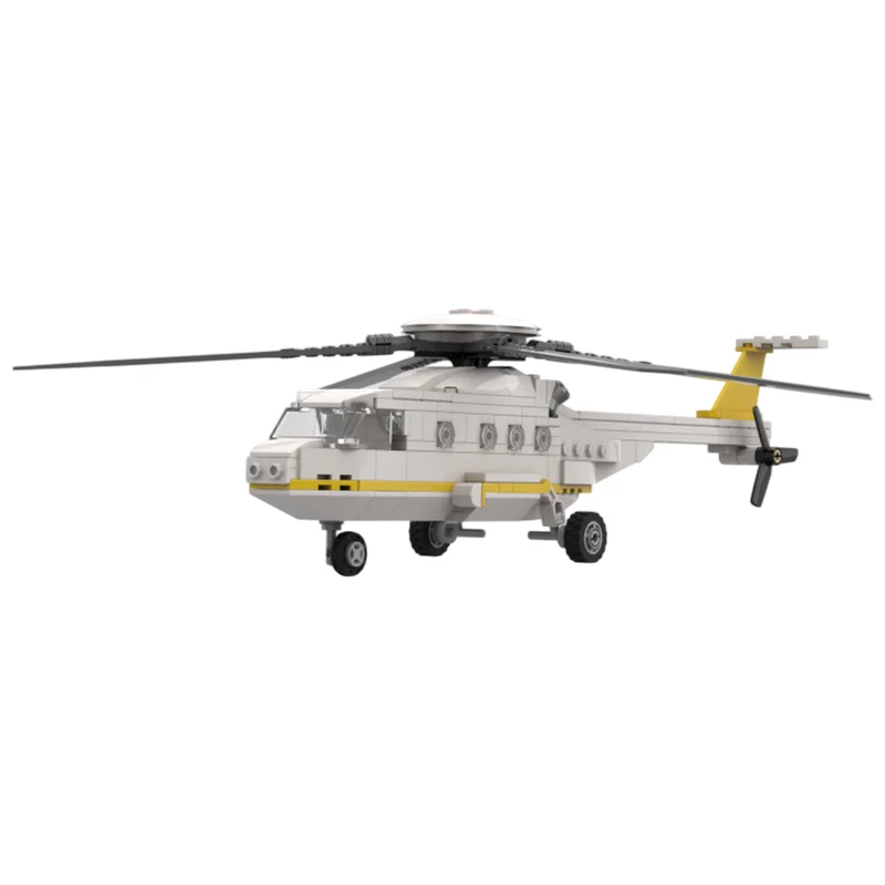 Civilian Helicopter MOC Building Blocks Utility Transport Aircraft Model DIY Assembly Brick Set Desktop Collectible Display