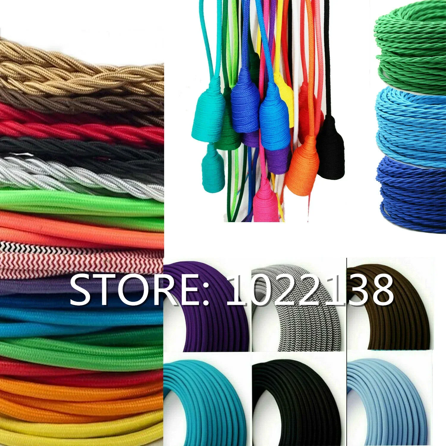 2*0.75mm Vintage Twisted Braided cable Antique Style Cloth Fabric Lamp Cord