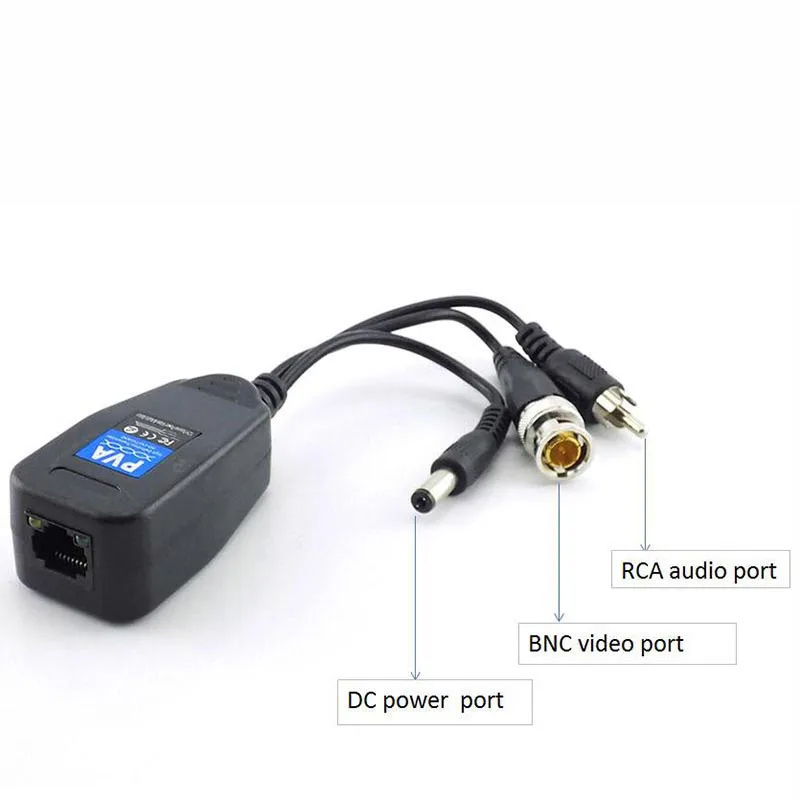 

1 Pairs 3 in 1 Passive Power Video Balun Male BNC Connectors Converter Supply Passive Transceiver for CCTV HD Camera DVR D5