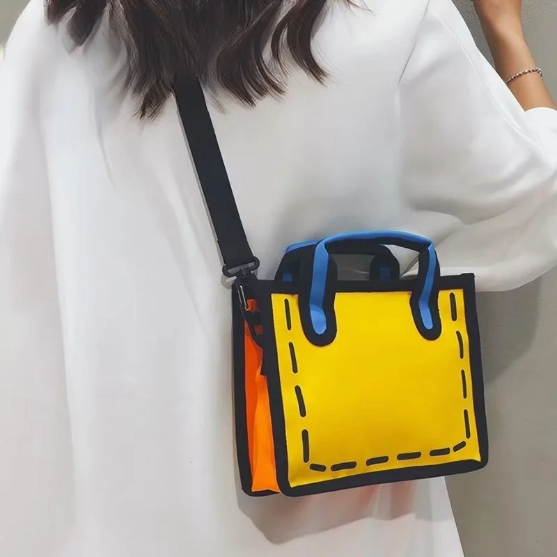 2d Manga Mini Canvas Crossbody Bag Women's Y2k Cartoon Handbag Single Shoulder Handbag Harajuku Anime Aesthetic Casual Bag - view 2