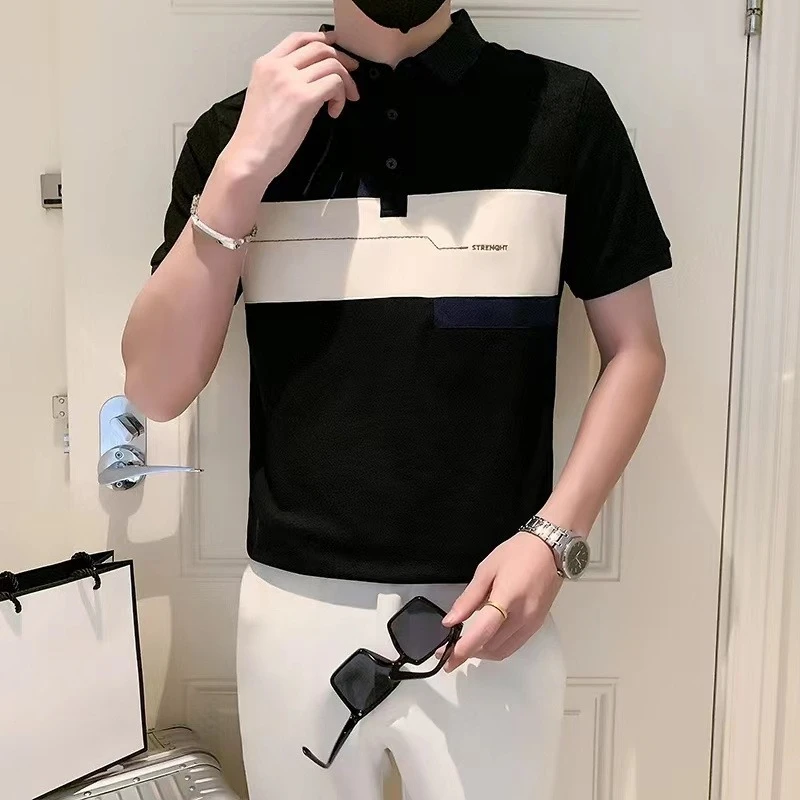 

Korean Fashion Men's Slim Fit Polo T-Shirt Short Sleeve Casual Summer Top New 2026
